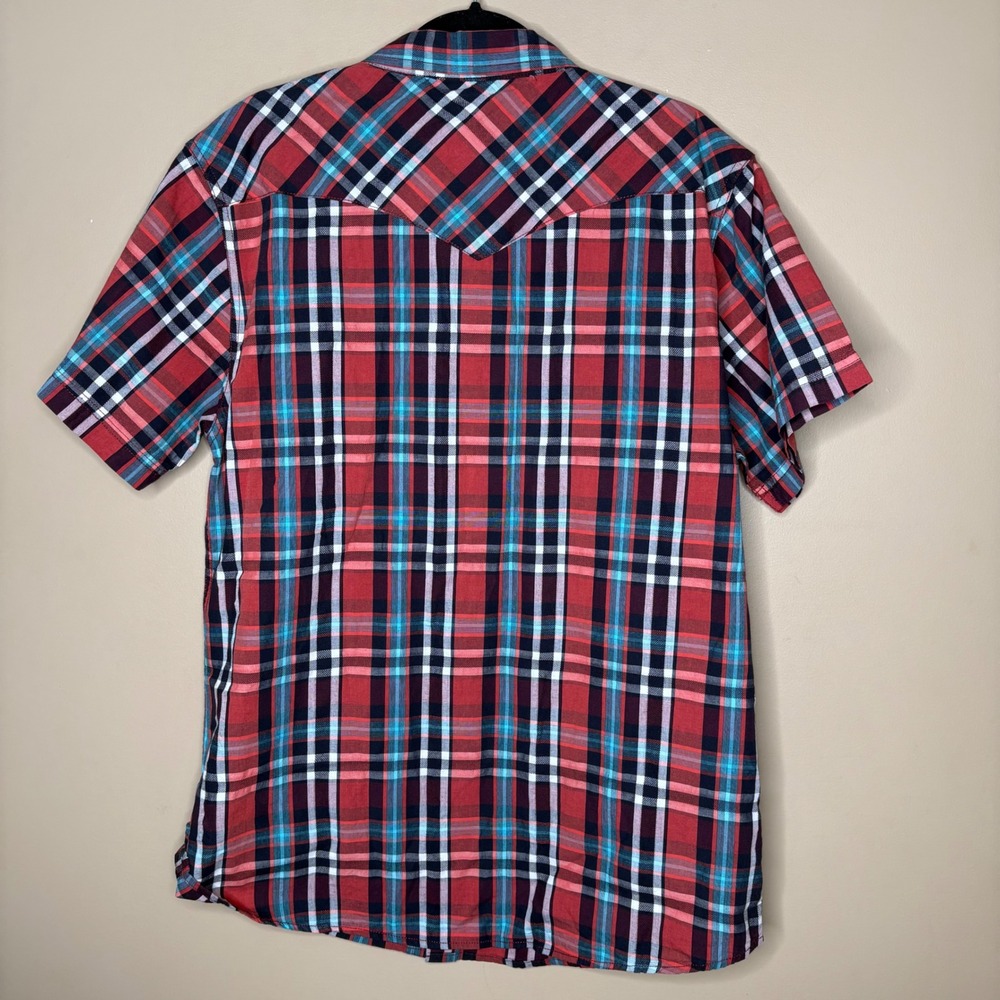 Levi Strauss & Co Mens Sz XL Shirt Pearl Snap Plaid Short Sleeve Western - Picture 7 of 7